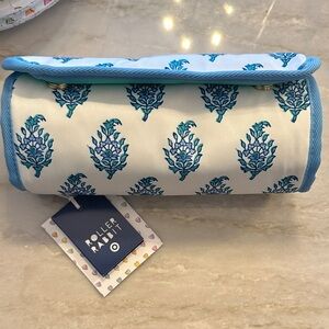 Roller Rabbit Teal and Sky Blue Floral Pouch
